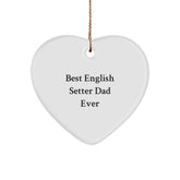English Setter Dad Ever Gifts from Men to Best Friends for Christmas Unique Heart Ornament - Image 1